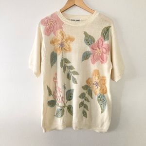 Vintage floral knit sweater